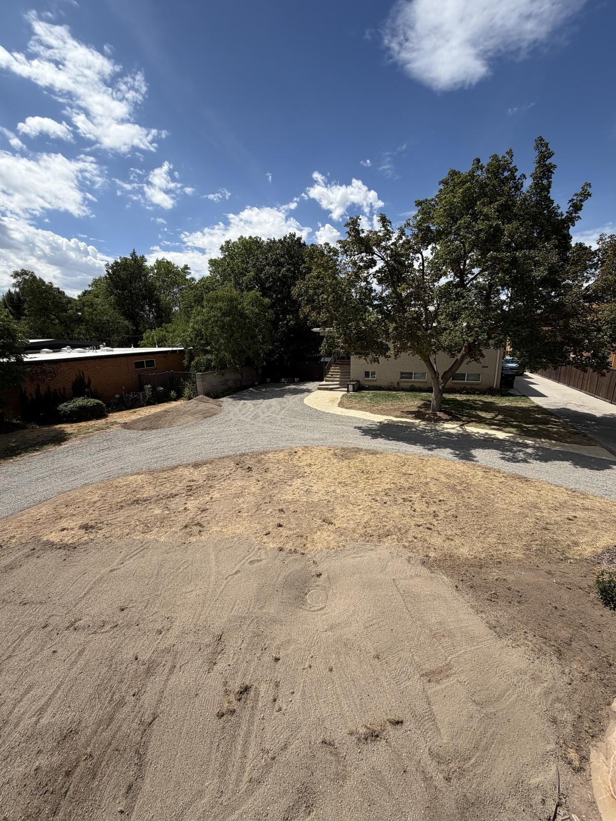 Finished gravel driveway and parking area